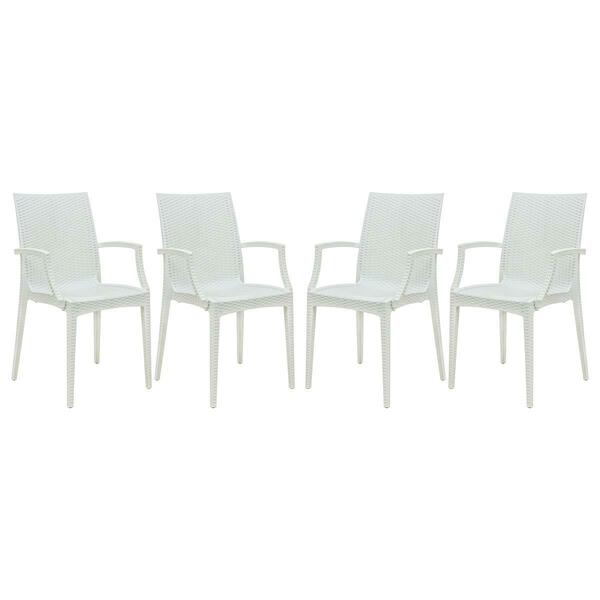 Kd Americana 35 x 16 in. Weave Mace Indoor & Outdoor Chair with Arms, White, 4PK KD3042441